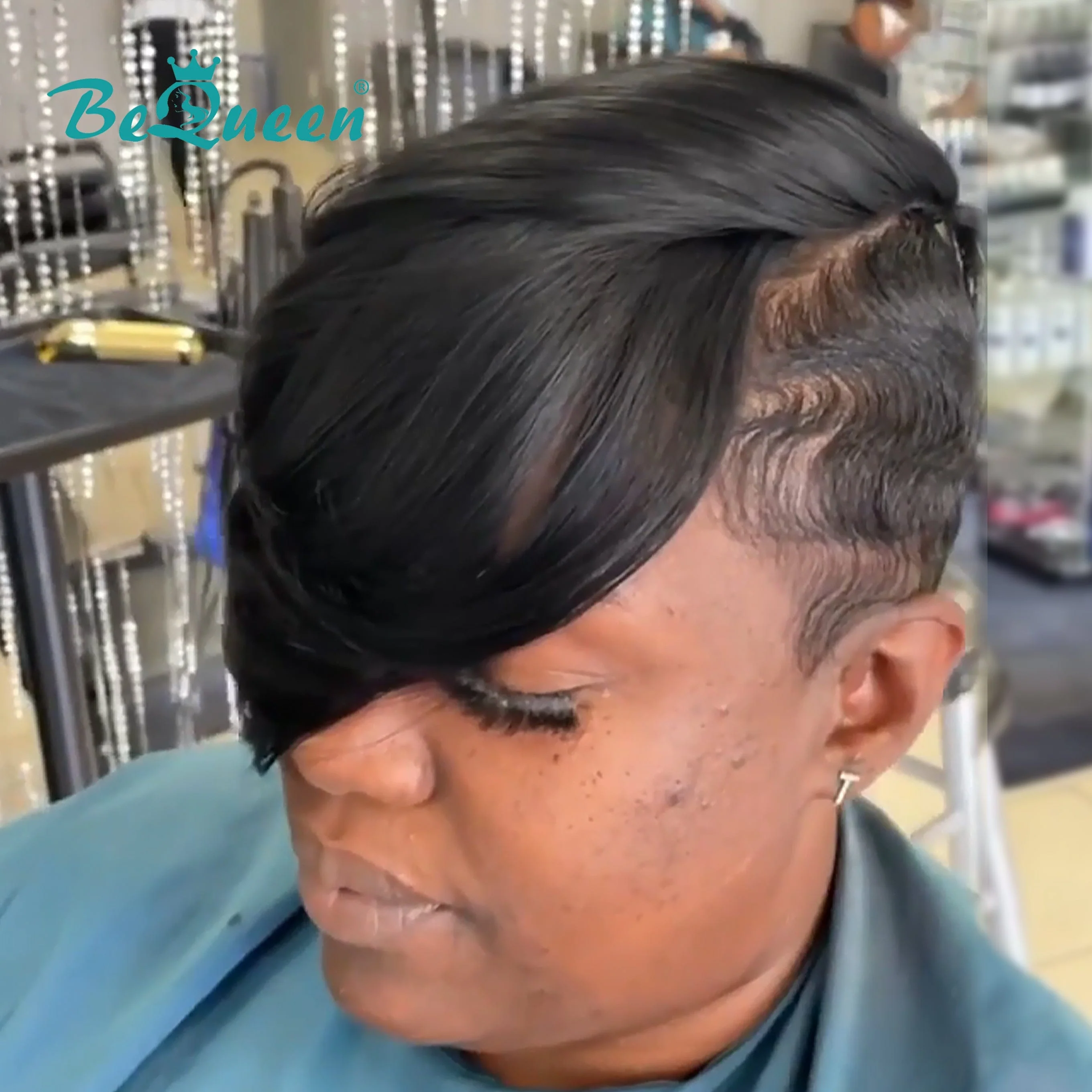 Bequeen Machine Made Side Part Natrual Black Topper - Image 4